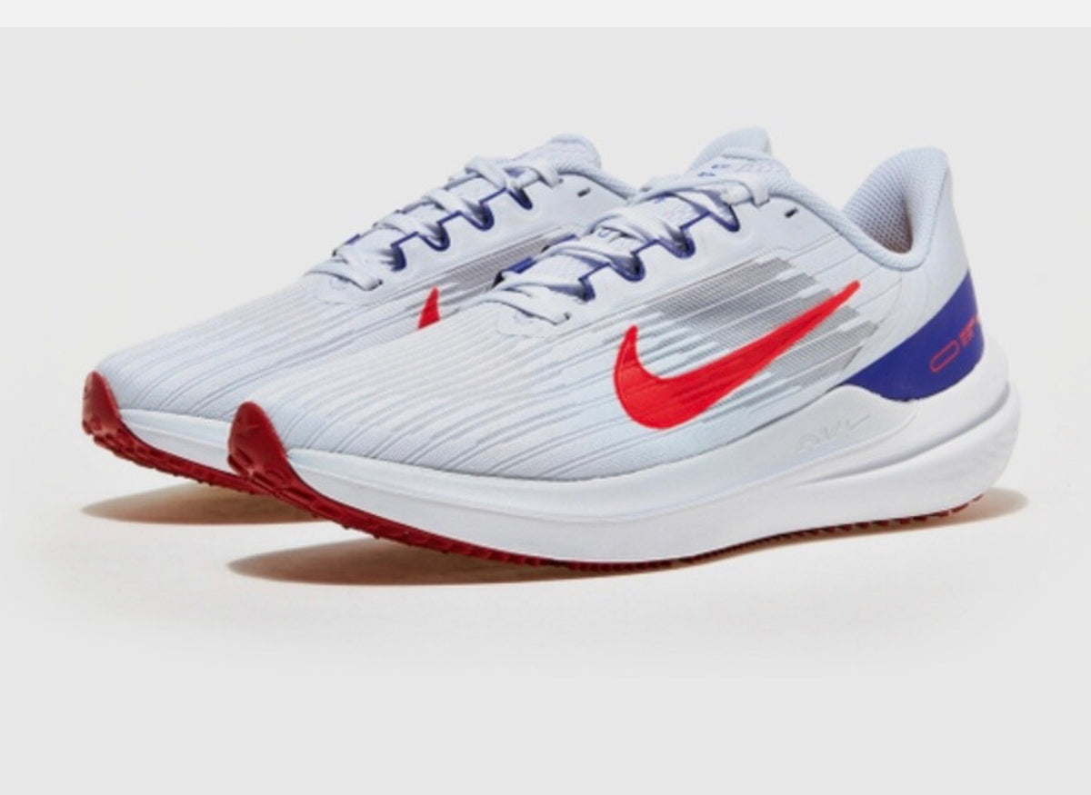 Nike Air Winflo 9 DX3355-100 White/Bright Crimson/Racer Blue - Men's Size 7 - New With Box